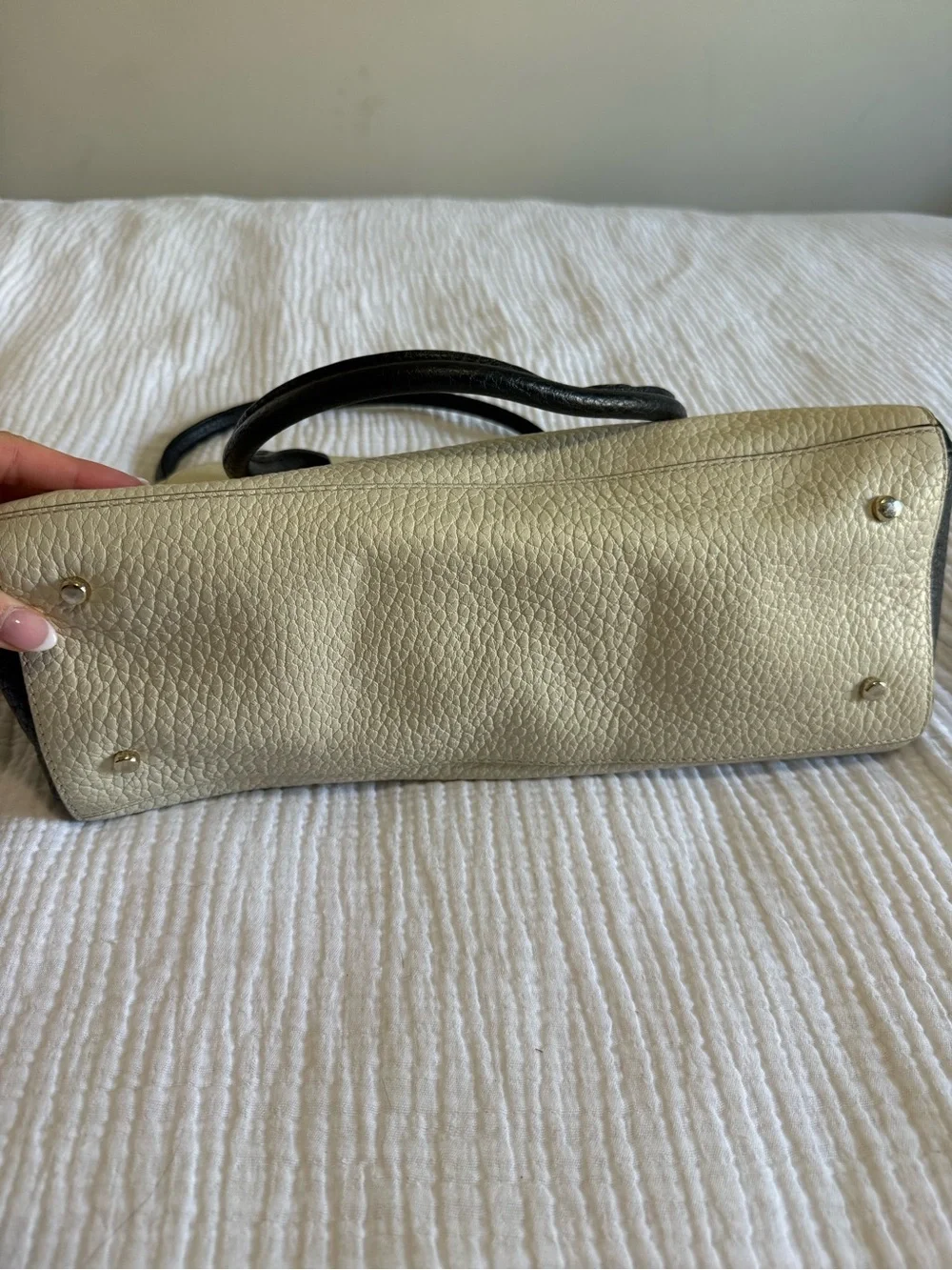 kate spade Cream and Black Pebbled Leather Double-Zip Shoulder Bag